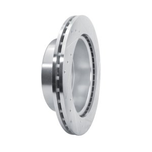 Ford Bronco Brake Rotor (1) - Rear Right - R1 Concepts - Drilled & Slotted - Silver - `19-`25